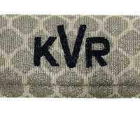 Fold over Times New Roman Monogram Beaded Trellis Clutch