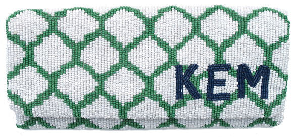 Honeycomb Monogram Beaded Clutch