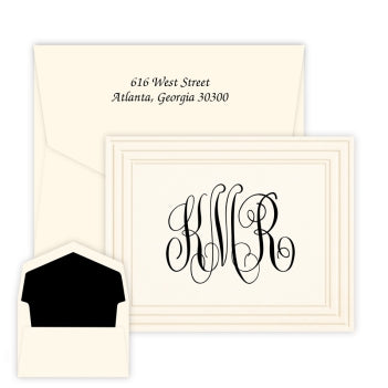 Classic Frame Monogram Raised Ink Folded Notes