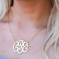 14kt Gold Freeform Script Monogram Necklace
