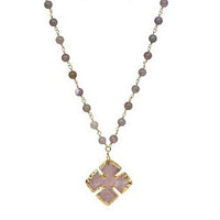 Pink Gemstone Necklace with French Cross