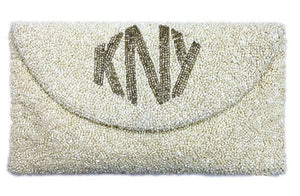 Beaded Envelope Clutch with Diamond Monogram