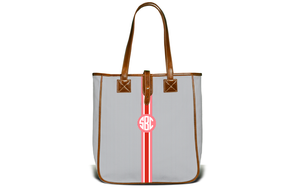 Monogrammed Nantucket Tote- Grey Bengal Stripe