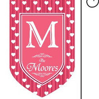 Monogrammed Polka Dot Hearts Garden Flag