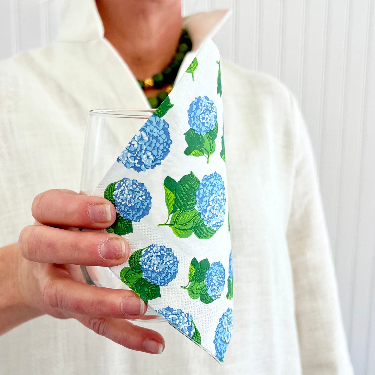 Blue Hydrangeas Paper Cocktail Napkin The Monogram Merchant