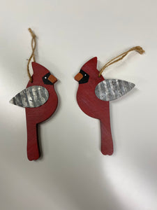 Wood & Metal Cardinal Ornament