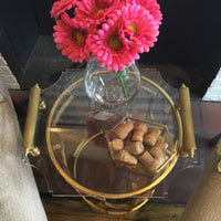 Lucite & Brass Tray