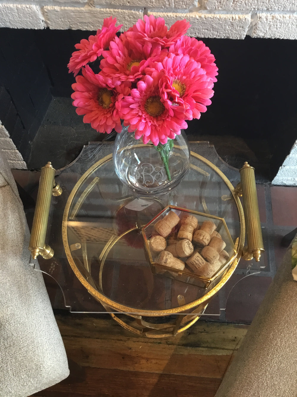 Lucite & Brass Tray