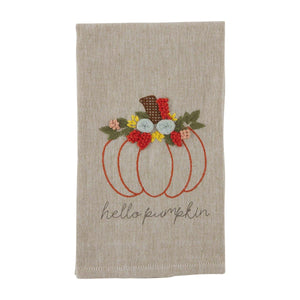 Hello Pumpkin French Knot Towel