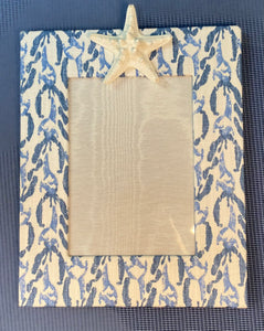 Blue Coral Starfish Linen Frame