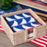 White Rattan Cocktail Napkin Holder