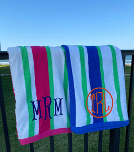 Monogrammed Racing Stripe Towel