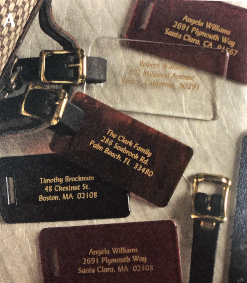 Monogrammed Lucite Luggage Tags