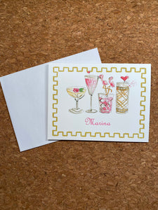 Handpainted Cocktail Mix Folded Note