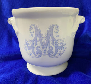 Blue Monogram Porcelain Cachepot