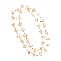 Biwa Pearls with Gold African Heishi Beads