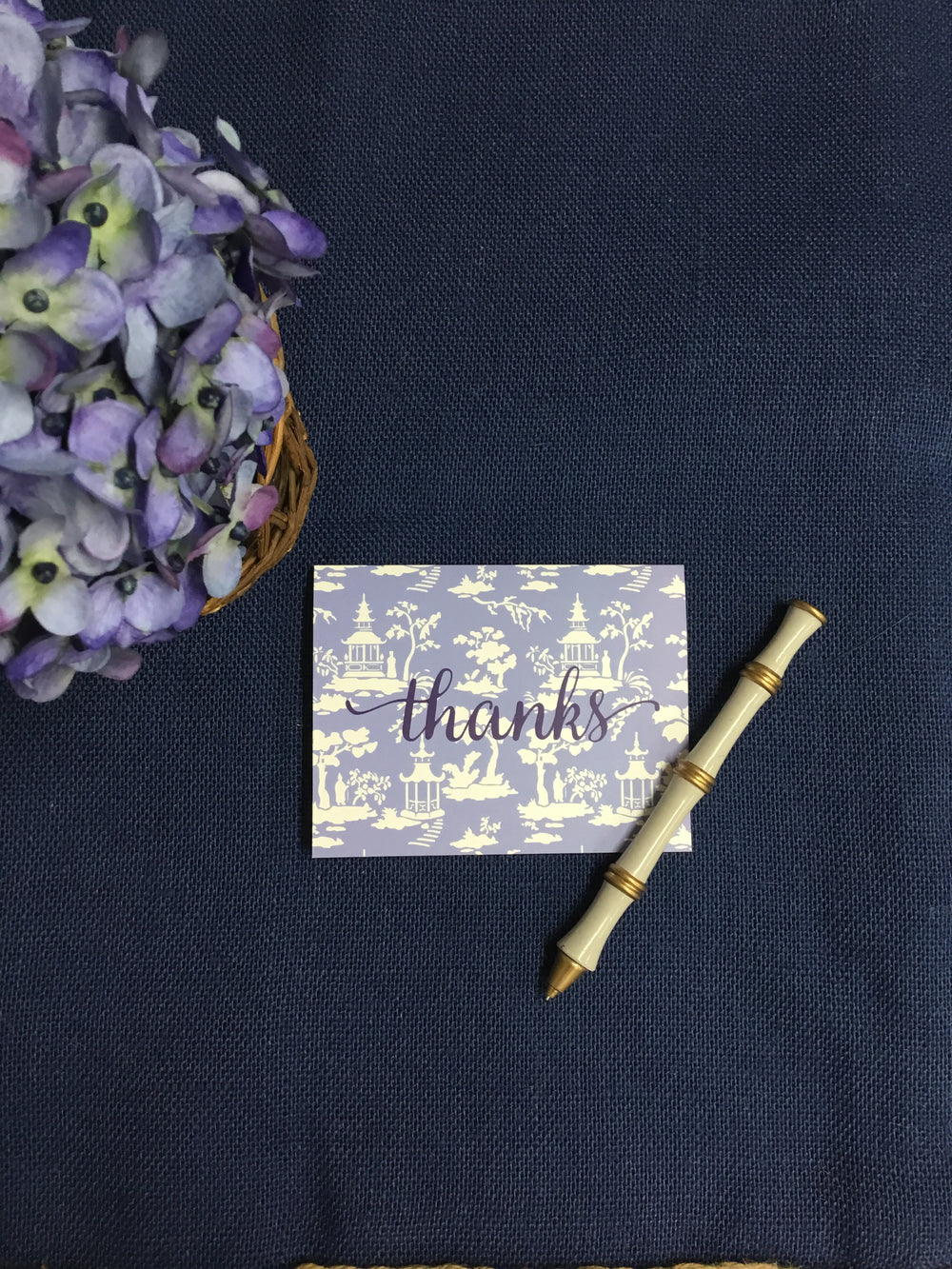 Chinoiserie Toile Folded Thank You Notes