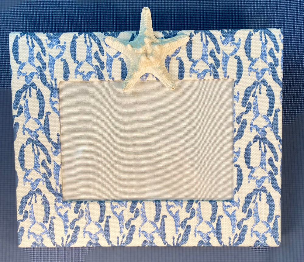 Blue Coral Starfish Linen Frame