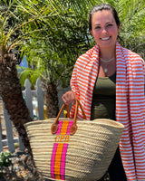 Handpainted Monogrammed Straw Beach Bag
