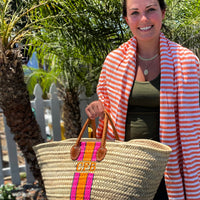 Handpainted Monogrammed Straw Beach Bag