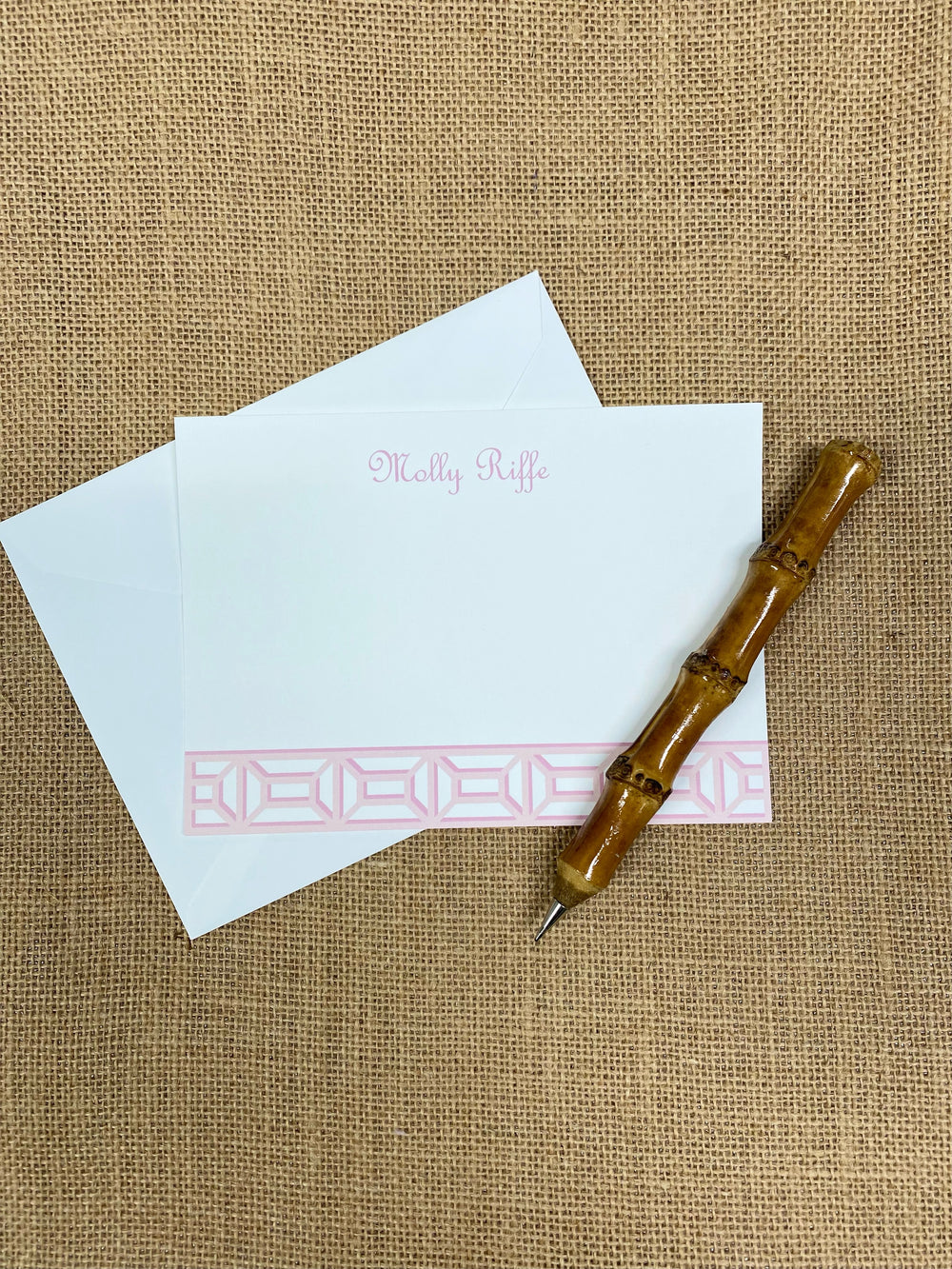 Monogrammed Garden Gate Flat Notecards