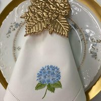 Embroidered Hydrangea Hemstitch Napkin
