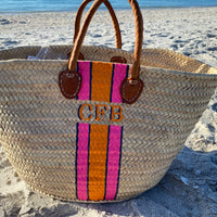 Handpainted Monogrammed Straw Beach Bag