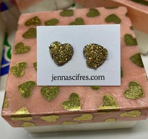 Druzy Heart Earrings Gift Set