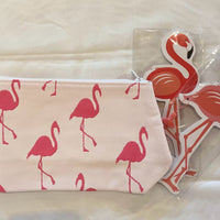 Flamingo White Cosmetic Bag