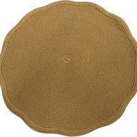 Scallop Round Gold Linen Lurex Placemat