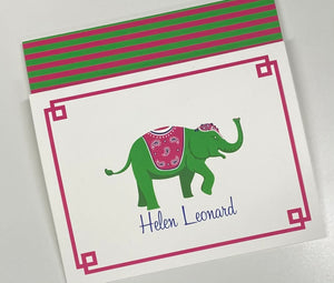 Green Elephant Folded Notecard