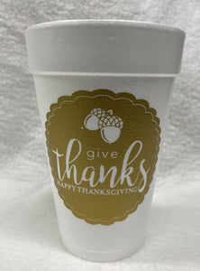 Give Thanks Acorn Foam Cups