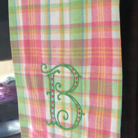 Monogrammed Palm Beach Plaid Hand Towel