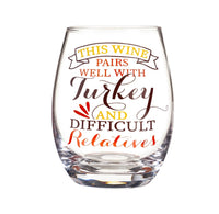 Turkey Stemless Wine Glass
