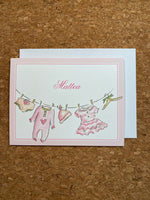 Handpainted Baby Clothesline Folded Note
