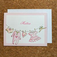 Handpainted Baby Clothesline Folded Note