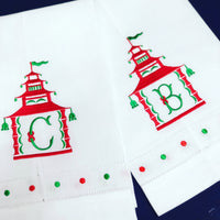 Red & Green Swiss Dot Guest Towels