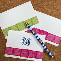 Monogrammed Ribbon Border Folded Notes