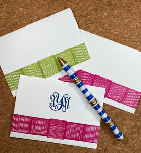 Monogrammed Ribbon Border Folded Notes