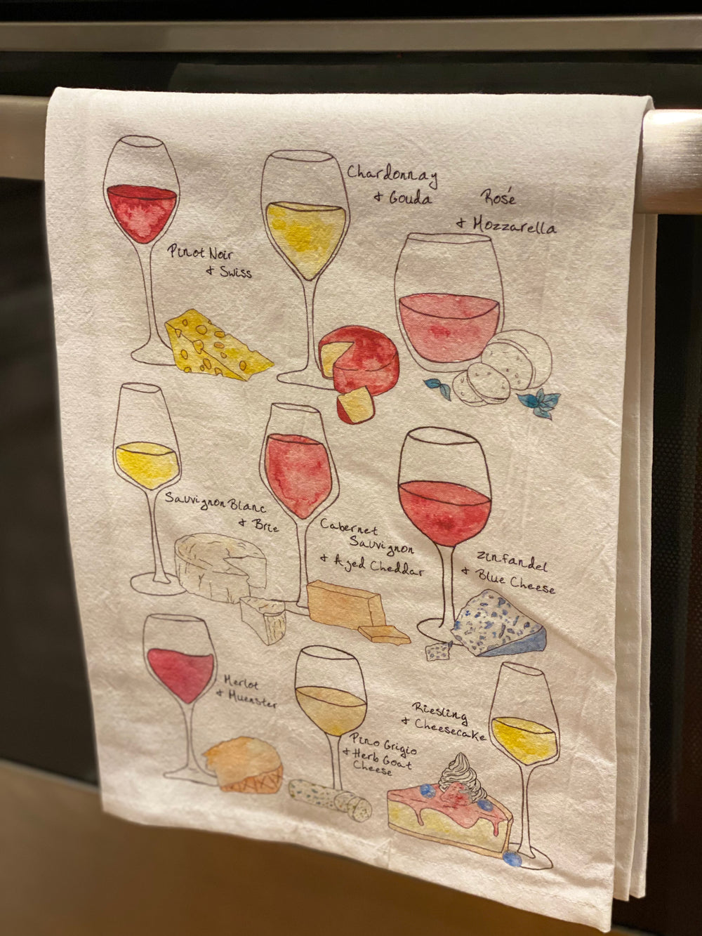 Wine & Cheese Pairing Kitchen Towel