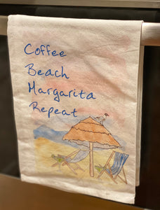 Coffee Beach Margarita Repeat Kitchen Towel