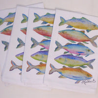Fishies White Flour Sack Towel