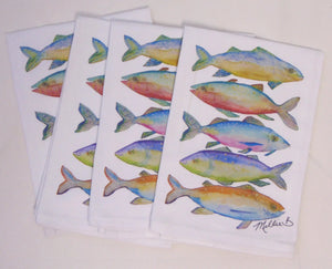 Fishies White Flour Sack Towel