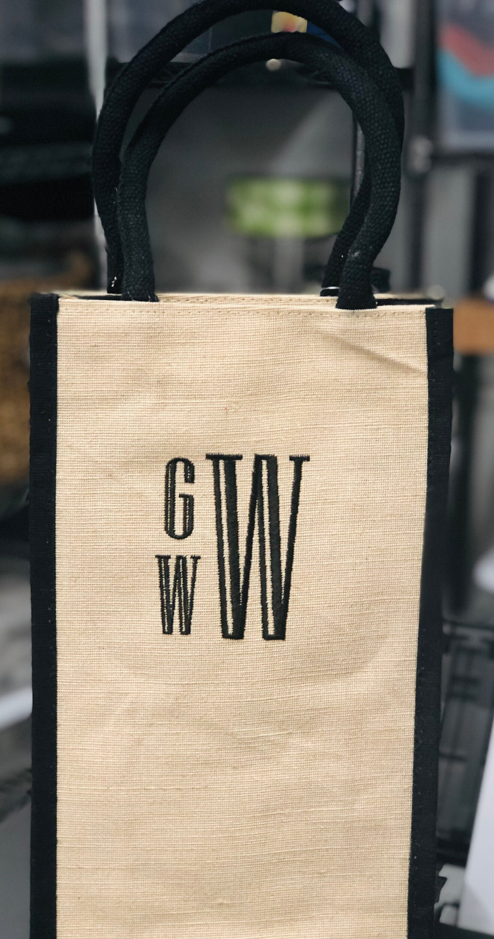 Black & Khaki Wine Bag