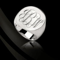 Monogrammed Sterling Silver Oval Boyfriend Ring