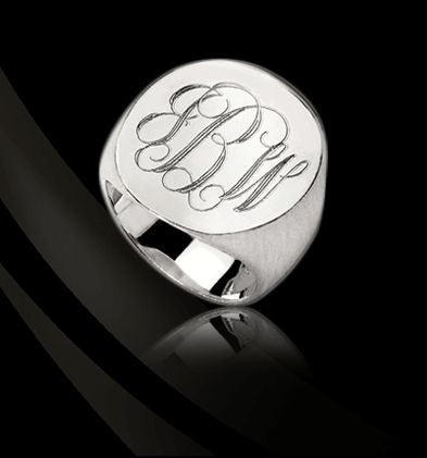 Monogram sterling silver rings deals