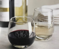 Monogrammed Sham Stemless Wine Glasses
