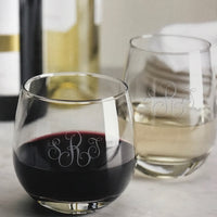 Monogrammed Sham Stemless Wine Glasses