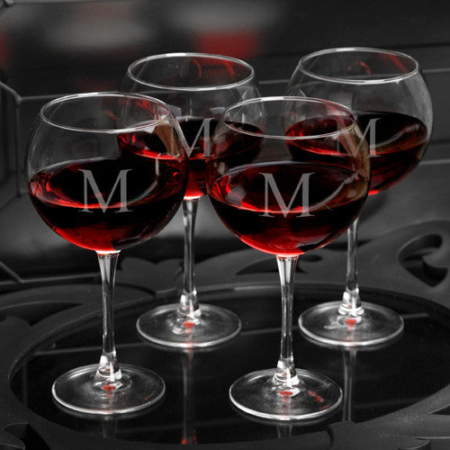 Single Initial Red Wine Glasses