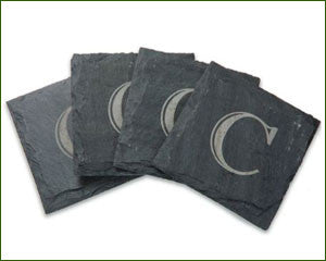 Monogrammed Slate Coaster Set